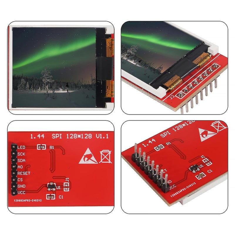 XIITIA 2pcs 1.44" SPI TFT LCD Display Screen Module ST7735 128x128 TFT LCD Screen Shield 3.3V RGB 65K 4-Wire for Arduino - Image 4